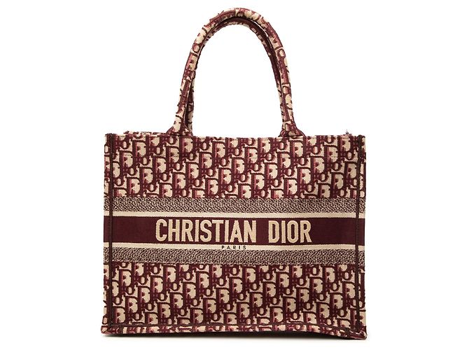 Dior Red Medium Oblique Bestickte Canvas Book Tote Rot
