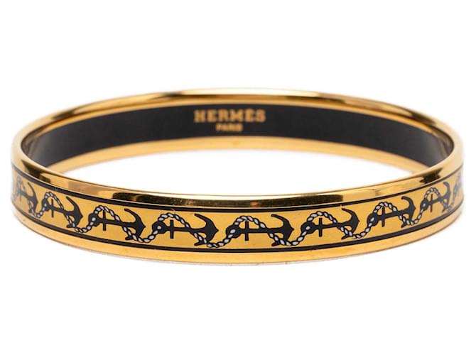 Hermès Yellow Narrow Anchor and Rope Enamel Bangle 65 