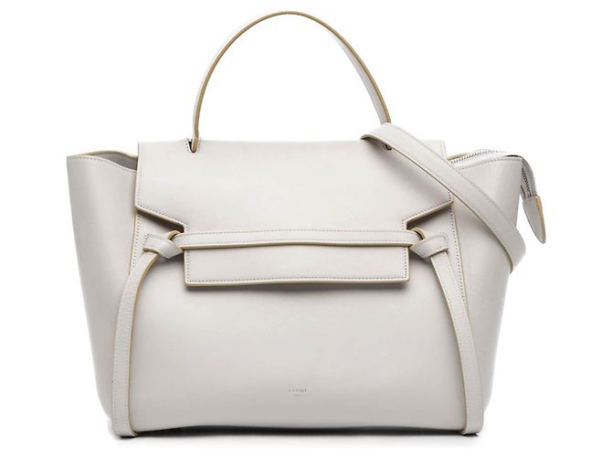 Belt Bag Céline Bolsa Belt em couro de bezerro liso branco mini Celine