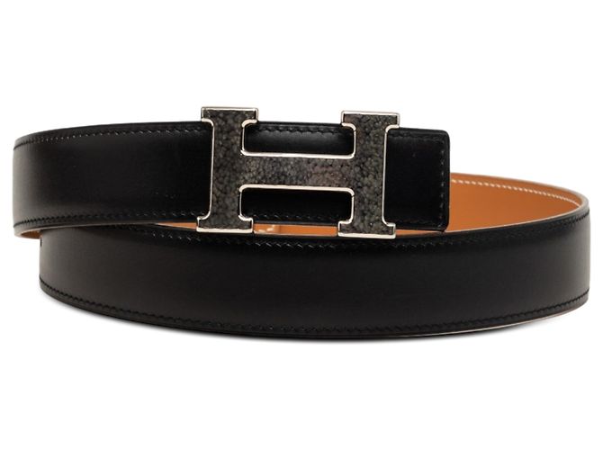 Hermès Black Box Calf Constance H Martelee Reversible Belt