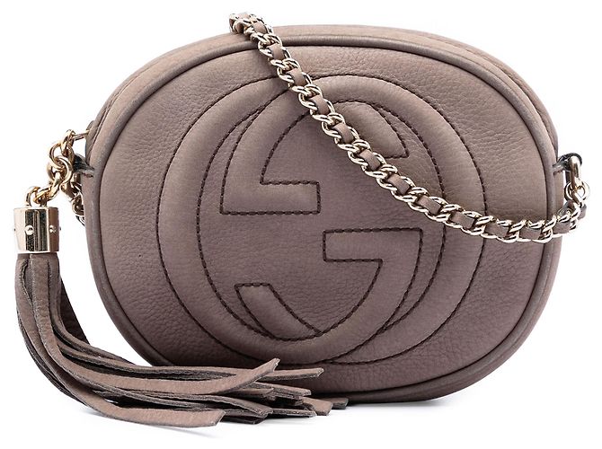 Gucci Bolsa transversal mini em nubuck marrom Soho Chain