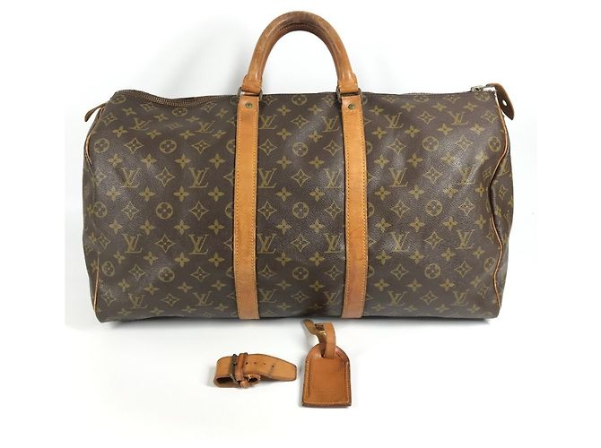 Bolso de viaje Louis Vuitton Monogram Keepall 50 Castaño