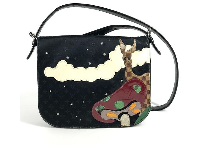 Borsa a tracolla in raso Monogram Louis Vuitton Nero
