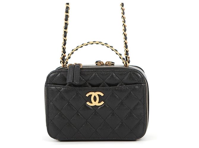 Bolso de Hombro Chanel Matelassé Vanity Chain Negro