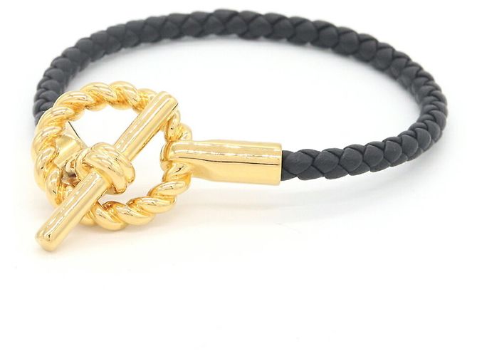 Hermès Pulseira Charm Glenan Godronne Hermes Preto