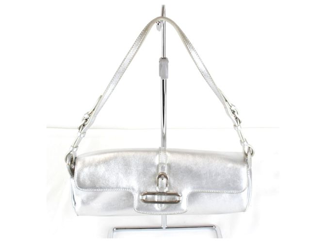 Jimmy Choo Handtasche aus silbernem Leder
