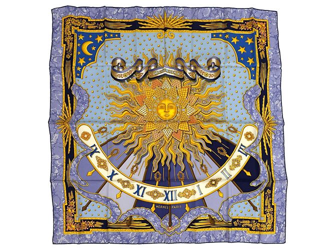 Silk In Hermès Lenço Hermes Carre 90 Azul Multicor Roxo