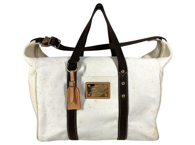 Bolsa Weekend 2-Way Louis Vuitton Antigua Marrom Branco
