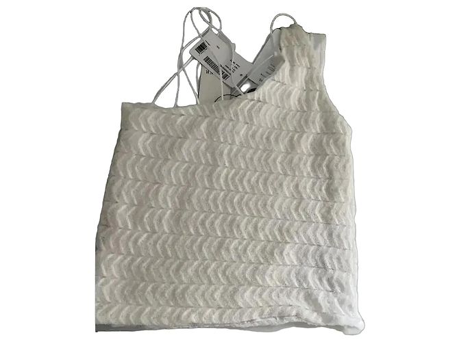 Autre Marque Musier Paris Weißes strukturiertes One-Shoulder-Top