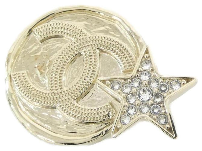 Broche Chanel ABB504 Ouro e Cristal Dourado