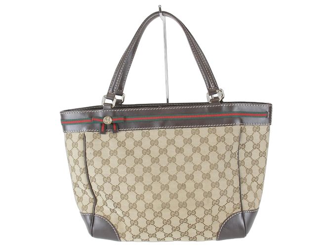 Bolsa tote Gucci marrom em canvas GG e couro