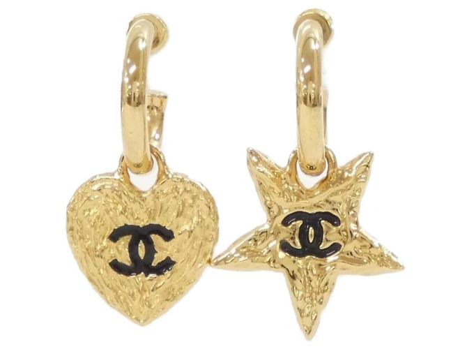 Orecchini a cerchio Chanel neri e oro Nero D'oro