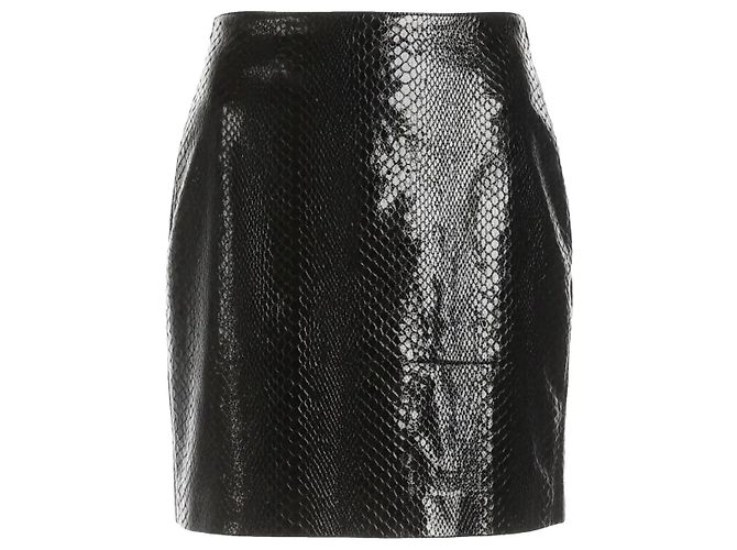 Alaïa Minissaia de couro preta com estampa de cobra e amarração Preto Impressão em python