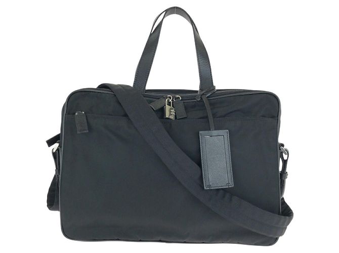 Prada Nylon Leather 2way Briefcase Black