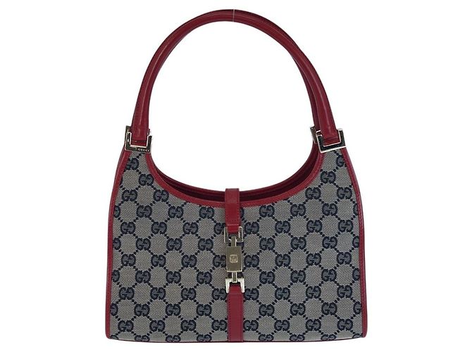 Gucci Jackie GG Canvas Leather Handbag Brown Beige