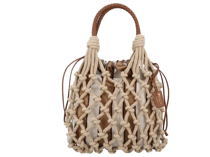 Bolsa de corda Prada para mulher Marrom Bege