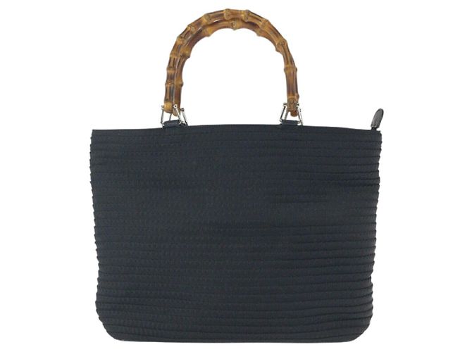 Sac cabas Gucci Vintage Bamboo Nylon Noir