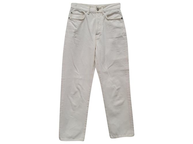 Jeans Mece Beaten a gamba dritta in cotone bianco Acne Studios Crudo