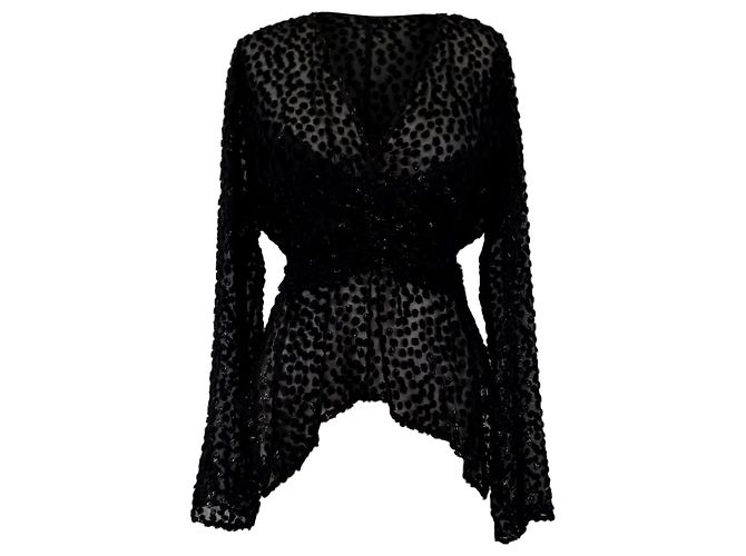 Isabel Marant Ulietta Metallic Devoré Bluse aus schwarzer Viskose