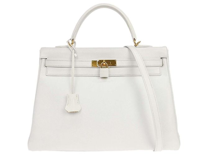 Hermès Hermes Kelly Light Epsom com Gold Hardware 35 Branco