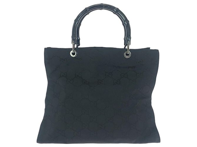 Bamboo Bolso Tote de Nylon con Mango de Bambú Gucci Negro