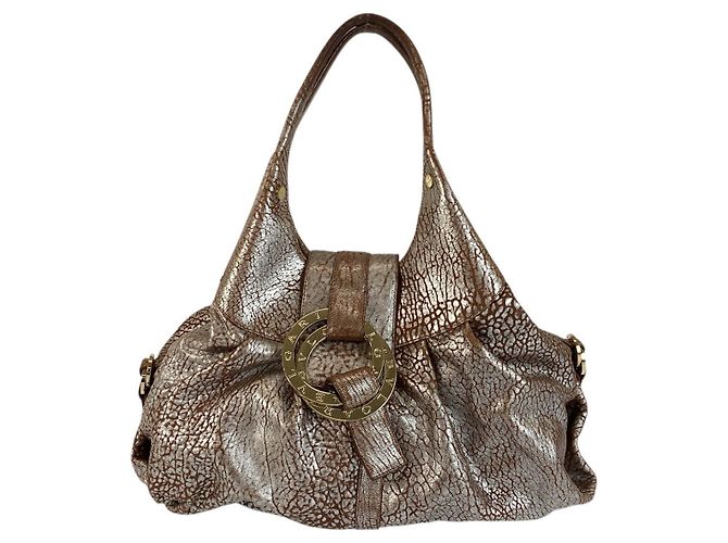Bulgari Bolsa de mão Chandra em couro Bvlgari Marrom