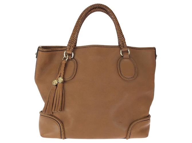 Bolsa Tote de Couro Gucci Marrakech Marrom