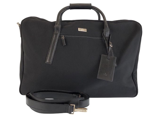 Gucci Canvas Leather Boston Bag 2WAY Black
