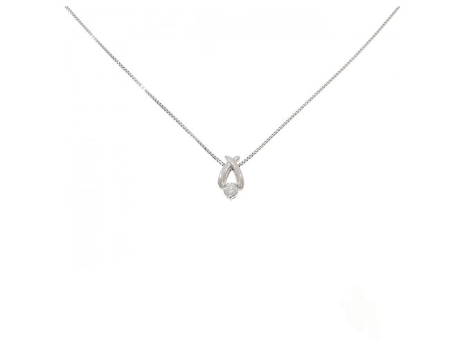 Autre Marque Platin-Diamant-Halskette Silber