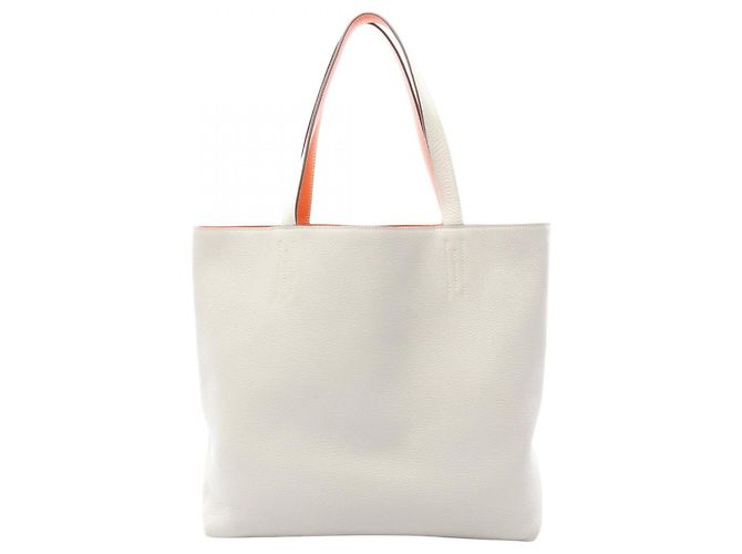 Hermès Bolsa Tote Hermes Double Sens 45 Marrom Laranja Cinza