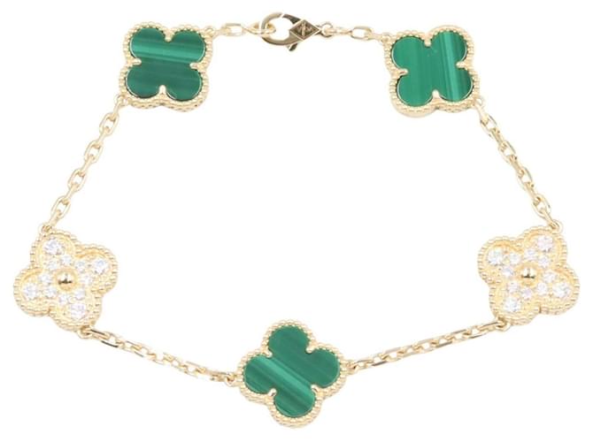 Van Cleef & Arpels Vintage Alhambra 5-Motif Bracelet Golden Green 