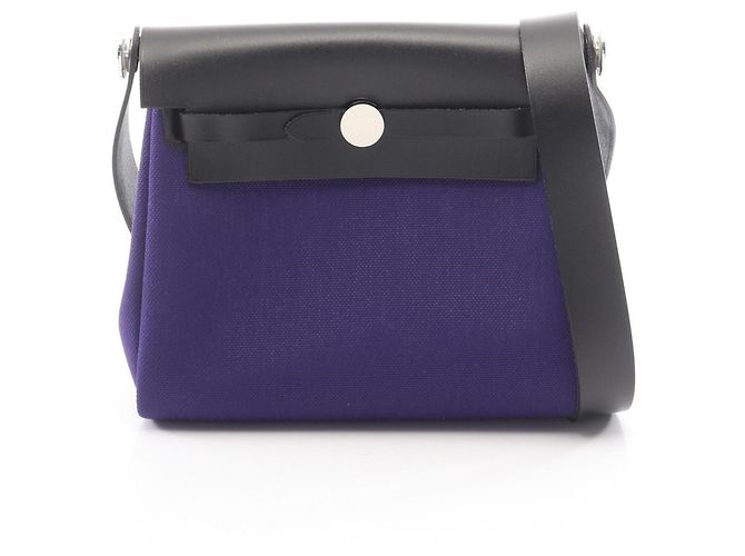 Borsa a tracolla Hermès Herbag Zip Mini Nero Porpora