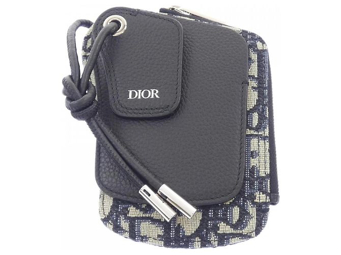 Pochette Christian Dior Beige Blu navy
