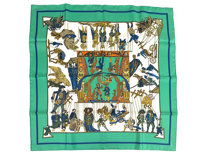 Sciarpa in seta Hermès - LE TEMPS des MARIONNETTES Multicolore Verde