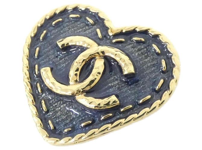 Spilla Chanel ABC729 Blu e Oro D'oro
