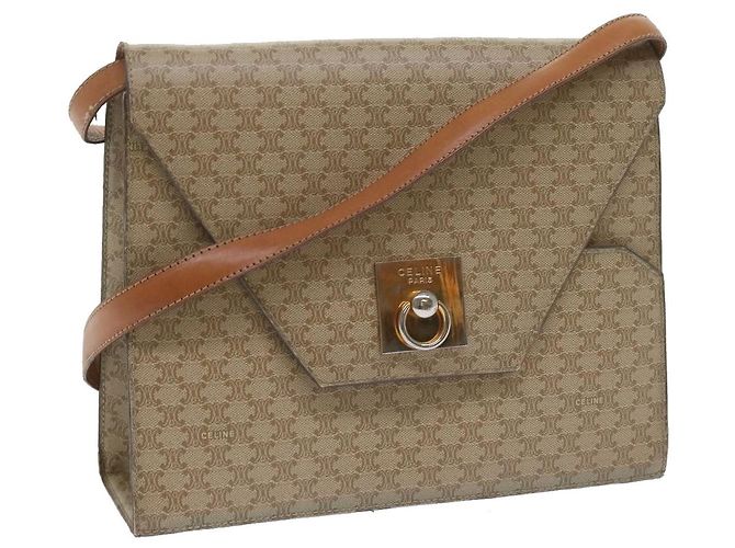 Céline Celine Vintage Macadam Canvas Medium Beige