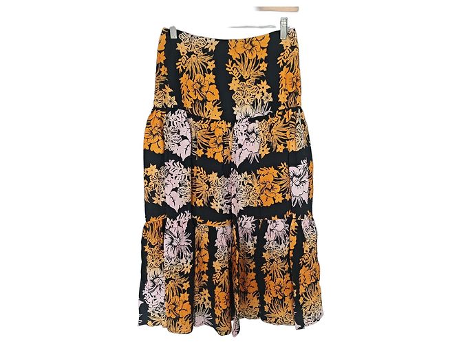 Sandro Rock mit Blumenprint Schwarz Pink Orange