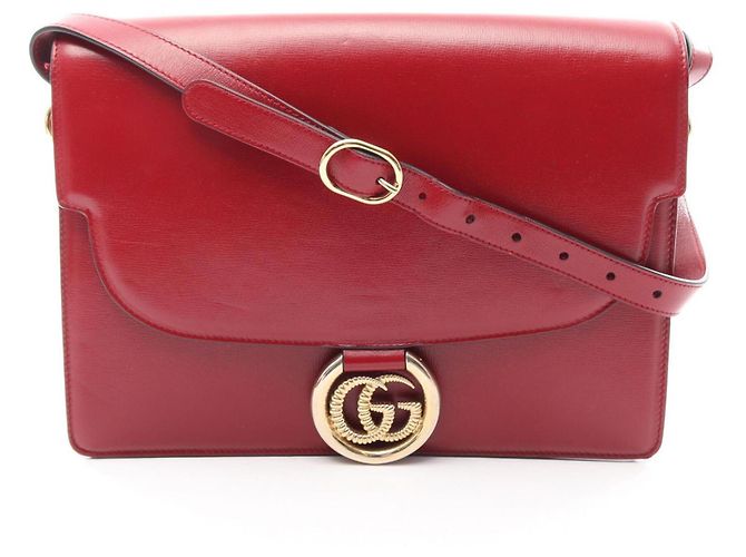 Borsa a tracolla in pelle Gucci Double G Rosso
