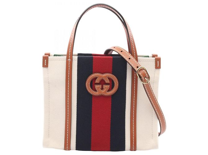 Gucci Interlocking G Mini 2-Way Tote Bag Brown White Multiple colors