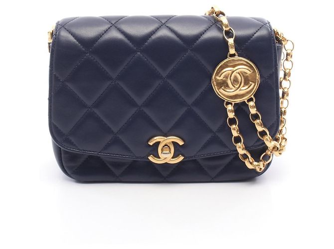 Timeless Borsa Chanel Matelassé Small Flap Blu navy