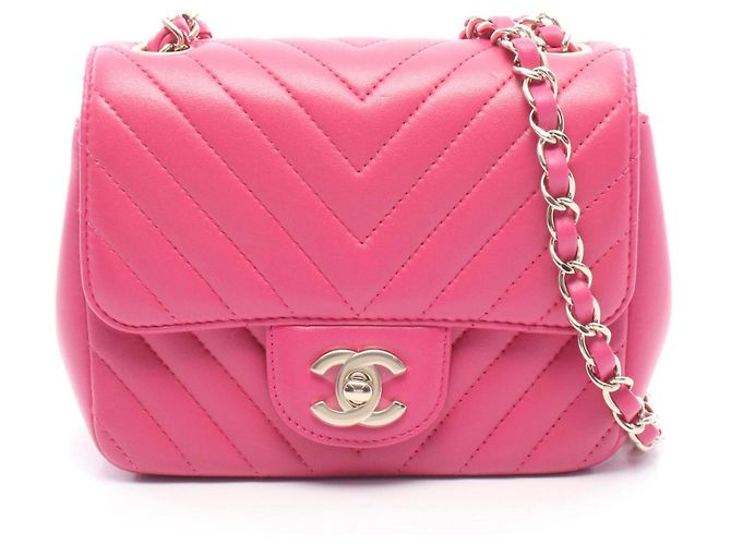Mini borsa a tracolla Chanel Chevron V-Stitch Rosa