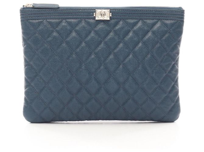 Chanel Boy Second Bag Clutch Handtasche Marineblau