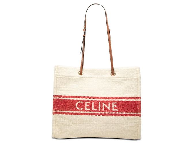 Céline Sac Cabas Horizontal Celine Rouge Écru