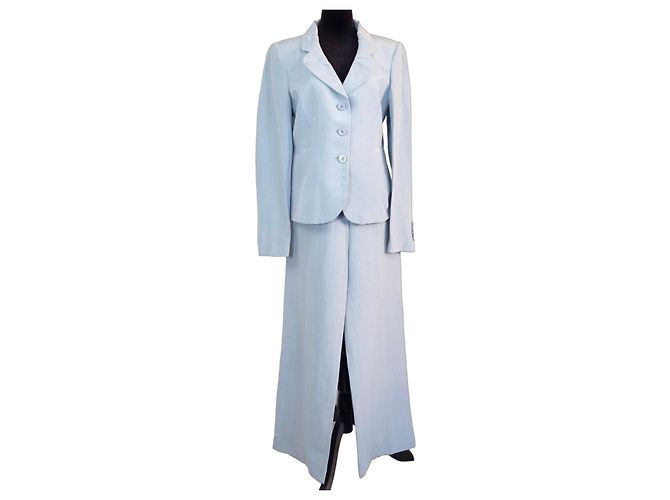 Armani Collezioni Tailleur de Calça em Linho e Seda Azul Claro