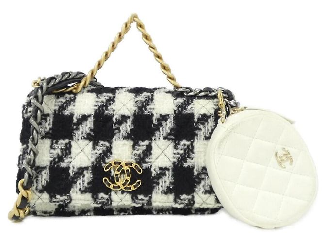 Chanel 19 Line AP0985 Chain/Shoulder Wallet Nero Bianco