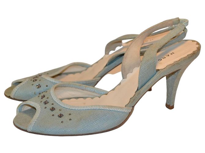 Marc Jacobs Slingback-Sandalen Hellblau Canvas Strass