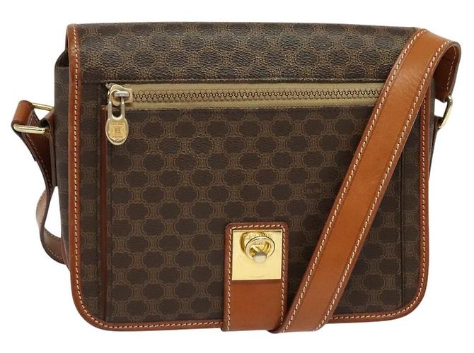 Céline Celine Vintage Macadam Canvas and Leather Marron