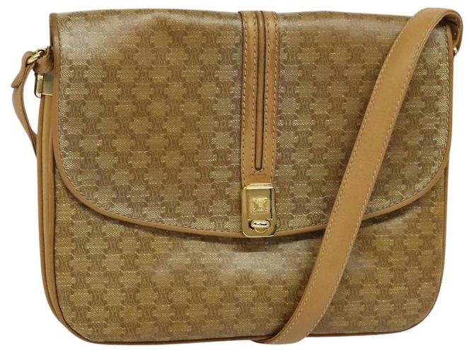 Céline Celine Vintage Macadam Canvas and Leather Beige