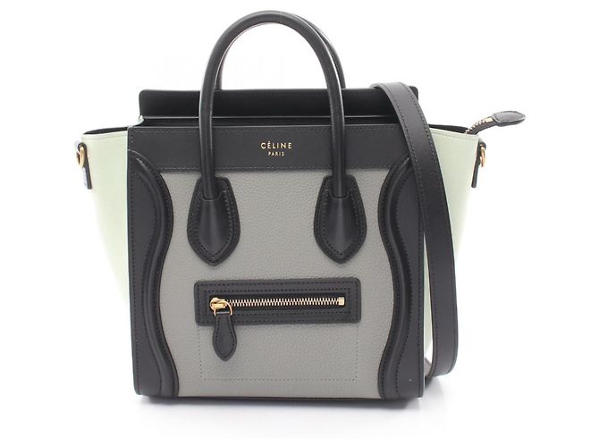 Céline Bolsa Celine Luggage Nano Shopper Marrom Preto Verde