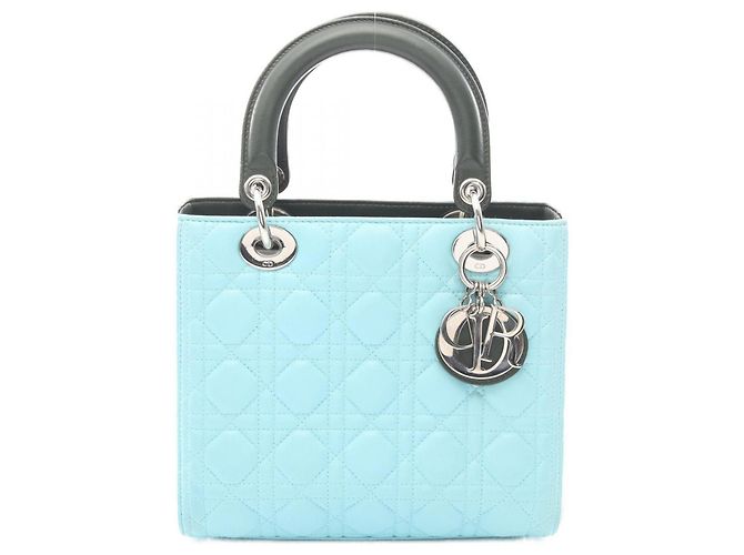 Borsa Christian Dior Lady Dior Cannage Blu Verde Crudo